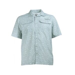 NWT Habit Men's Breaking Dawn Camp Short Sleeve Fishing Shirt Size L Gray